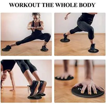 Hurdilen Core Sliders, Exercise Gliding Discs Dual Sided Use on Carpet and Hardwood Floors, Lightweight and Perfect Fitness Apparatus for Training Abdominal Core Strength (Dark Black)