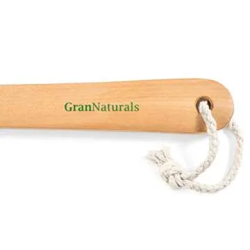 GranNaturals Long Handle Dry Brushing Body Exfoliating Brush - 16 Inch - Natural Bristle Anti Cellulite Massager Treatment Body Scrub Skin Exfoliator - Back, Foot, Legs, Body Scrubber