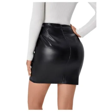 Milumia Women PU Leather Bodycon Skirt Asymmetrical Tulip Hem