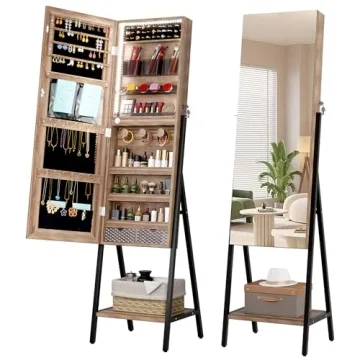 LVSOMT LED Mirror Jewelry Cabinet: Stylish Full-Length Organizer