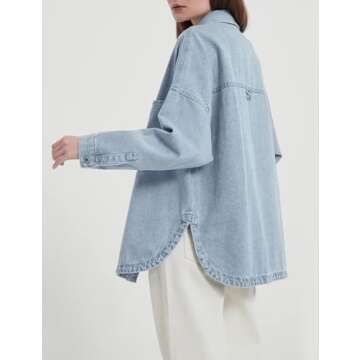 CYLADY Women's Oversized Denim Shirt - Stylish & Versatile