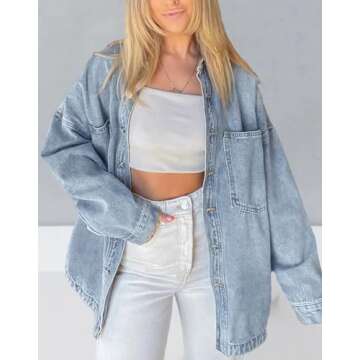 CYLADY Women's Oversized Denim Shirt - Stylish & Versatile