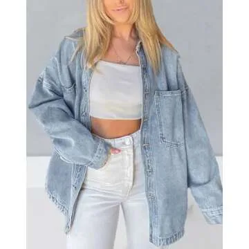 CYLADY Women's Oversized Denim Shirt - Stylish & Versatile