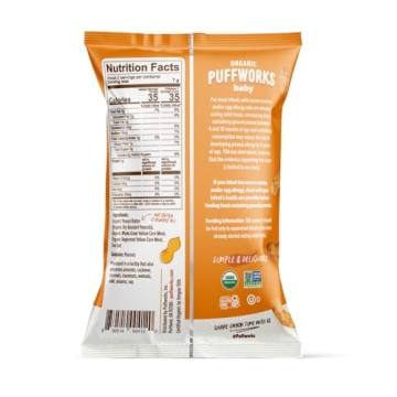 Puffworks Baby Organic Peanut Butter Puffs for Safe Snacking