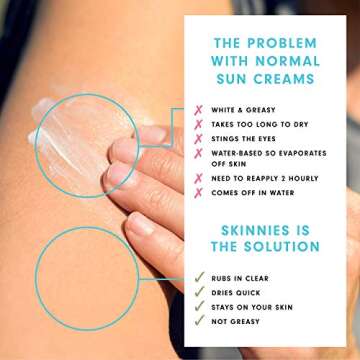 Skinnies 100ml SPF50+ CONQUER, Sungel Sun Cream, Broad Spectrum, Reef Safe, Water Resistant 4 hours