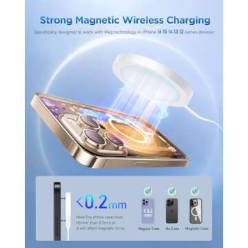 Bohuma Magnetic Wireless iPhone Charger: Mag-Safe Charging Pad Compatible with iPhone 16 15 14 Pro Max Plus 13 12 Pro Max & AirPods- Charger Pad Dock for Travel Home Office