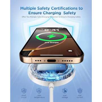 Bohuma Magnetic Wireless iPhone Charger: Mag-Safe Charging Pad Compatible with iPhone 16 15 14 Pro Max Plus 13 12 Pro Max & AirPods- Charger Pad Dock for Travel Home Office