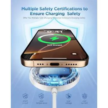 Bohuma Magnetic Wireless iPhone Charger: Mag-Safe Charging Pad Compatible with iPhone 16 15 14 Pro Max Plus 13 12 Pro Max & AirPods- Charger Pad Dock for Travel Home Office