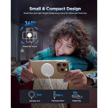 Bohuma Magnetic Wireless iPhone Charger: Mag-Safe Charging Pad Compatible with iPhone 16 15 14 Pro Max Plus 13 12 Pro Max & AirPods- Charger Pad Dock for Travel Home Office