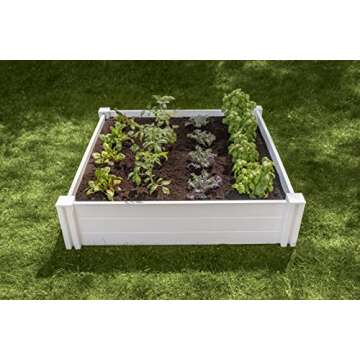 Vita Classic 4'X4'x11 Vinyl Raised, White VT17108 x 4ft Modular Garden Bed, 11" H