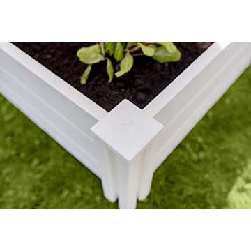 Vita Classic 4'X4'x11 Vinyl Raised, White VT17108 x 4ft Modular Garden Bed, 11" H