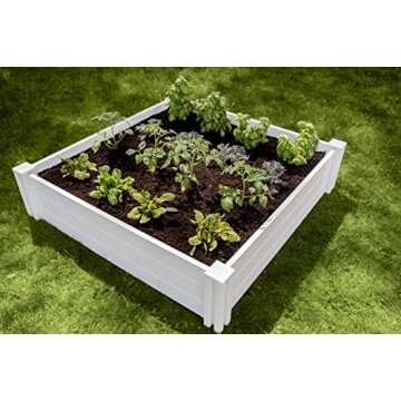 Vita Classic 4'X4'x11 Vinyl Raised, White VT17108 x 4ft Modular Garden Bed, 11" H