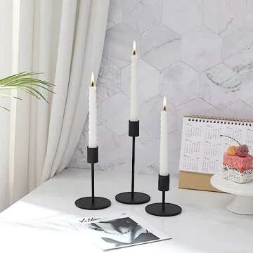 Anndason Set of 6 Black Candlestick Holders for Home Decor, Weddings, Parties, and Anniversaries