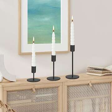 Anndason Set of 6 Decorative Black Candlestick Holders