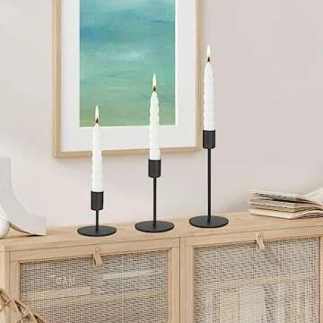 Anndason Set of 6 Decorative Black Candlestick Holders