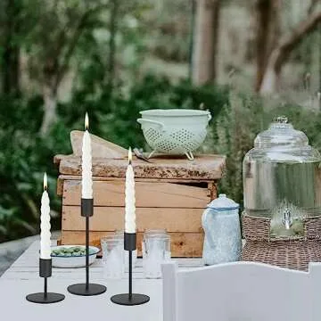 Anndason Set of 6 Decorative Black Candlestick Holders