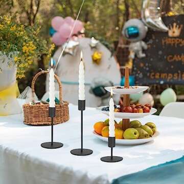 Anndason Set of 6 Decorative Black Candlestick Holders