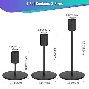 Anndason Set of 6 Decorative Black Candlestick Holders