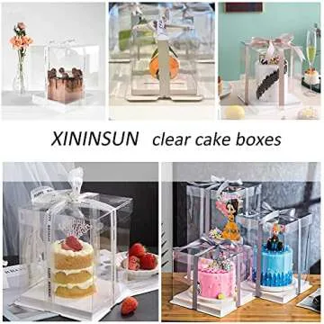 XININSUN Clear Cake Box with Ribbon - 10 inch, 6 Pcs