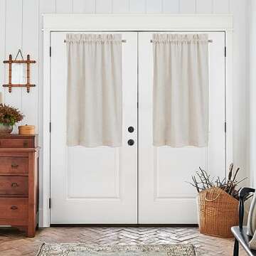 Jinchan Beige Kitchen Curtains - Linen Tier Curtains for Farmhouse Aesthetic 45"