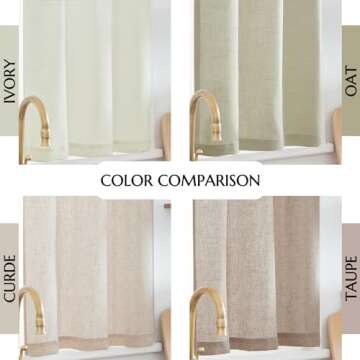 Jinchan Beige Kitchen Curtains 2 Panels 45" Light Filtering