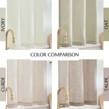 Jinchan Beige Kitchen Curtains 2 Panels 45" Light Filtering