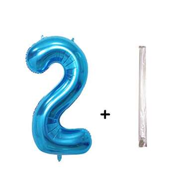 2 Number Balloon Blue Big Number Balloons 40 Inch kit for Happy Birthday Party Decorations Foil Myla...