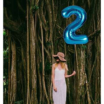 40 Inch Blue Number Balloons for Birthday Party Decor