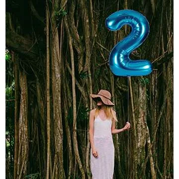 40 Inch Blue Number Balloons for Birthday Party Decor