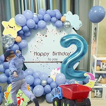 40 Inch Blue Number Balloons for Birthday Party Decor