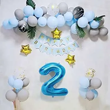 40 Inch Blue Number Balloons for Birthday Party Decor
