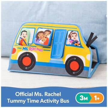 Ms. Rachel Official Tummy Time Activity Bus Folding Play Mat with Baby Mirror & Sensory Toys for Int...