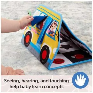 Ms. Rachel Official Tummy Time Activity Bus Folding Play Mat with Baby Mirror & Sensory Toys for Interactive Play Baby Learning Toys for Boys & Girls Ages 0-1+