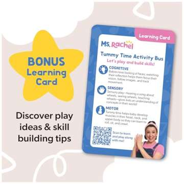 Ms. Rachel Official Tummy Time Activity Bus Folding Play Mat with Baby Mirror & Sensory Toys for Interactive Play Baby Learning Toys for Boys & Girls Ages 0-1+