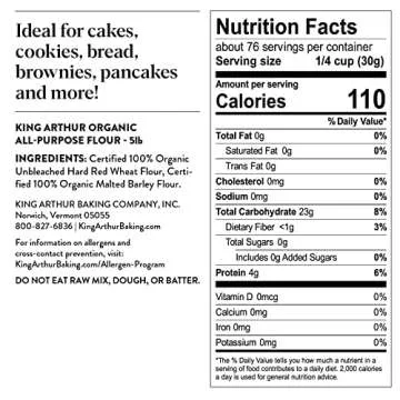 King Arthur Organic Flour - Premium Unbleached Baking Flour
