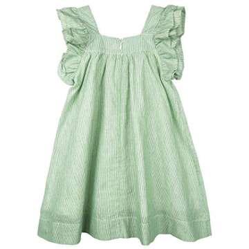 ContiKids Girls Dresses Frill Sleeve Fly Skirt Dress, Fly Green, 2-3 Years