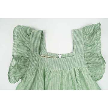 ContiKids Girls Dresses Frill Sleeve Fly Skirt Dress, Fly Green, 2-3 Years
