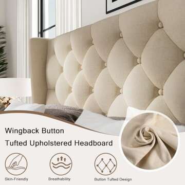 Elegant Einhemn Upholstered Bed Frame with Wingback