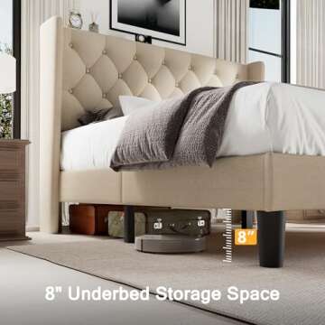 Elegant Einhemn Upholstered Bed Frame with Wingback