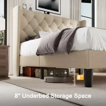 Elegant Einhemn Upholstered Bed Frame with Wingback