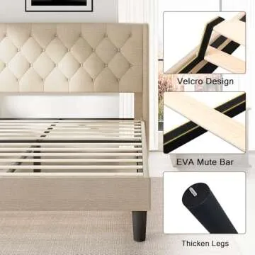 Elegant Einhemn Upholstered Bed Frame with Wingback