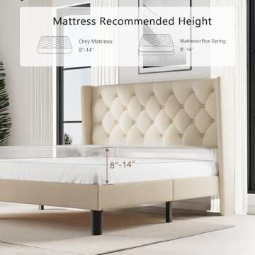 Elegant Einhemn Upholstered Bed Frame with Wingback