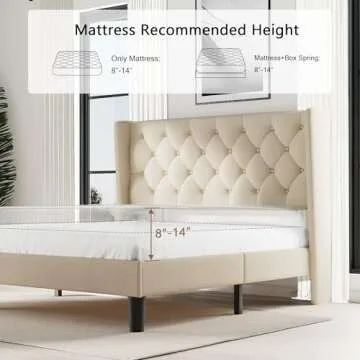 Elegant Einhemn Upholstered Bed Frame with Wingback