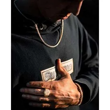 JINAO Mens Iced Out CZ Hexagon Bling Pinky Ring 18k gold Plated Hip Hop Ring for Men (Gold, 10)