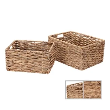 Villacera Handmade Wicker Baskets Set of 2 for Home Storage