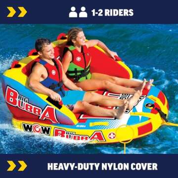 WOW World of Watersports Super Bubba 1 or 2 Person Inflatable Towable Deck Tube for Boating | 17-105...