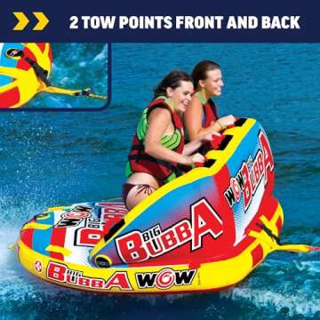 WOW World of Watersports Super Bubba 1 or 2 Person Inflatable Towable Deck Tube for Boating | 17-1050