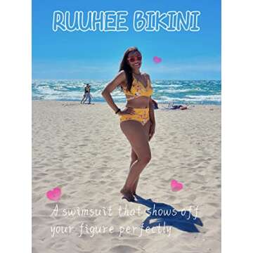 Stylish RUUHEE Criss Cross Floral Bathing Suits