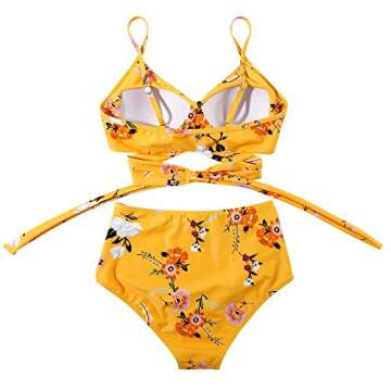 Stylish RUUHEE Criss Cross Floral Bathing Suits