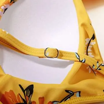 Stylish RUUHEE Criss Cross Floral Bathing Suits